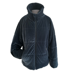 Dylan Washed Vintage Velvet Gray Blue Size XL Puffer Jacket Soft EUC Women’s